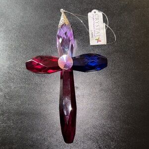 Crystal Expressions Multicolor Cross Ornament, NEW